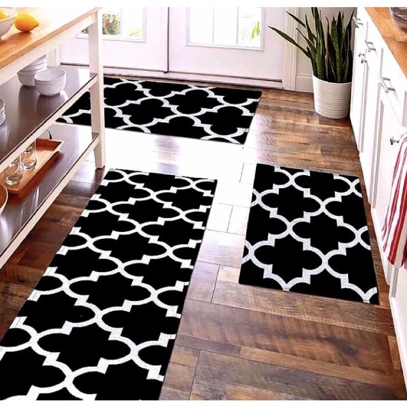 Jogo De Tapete Para Cozinha Antiderrapante Mosaico 3 Peças