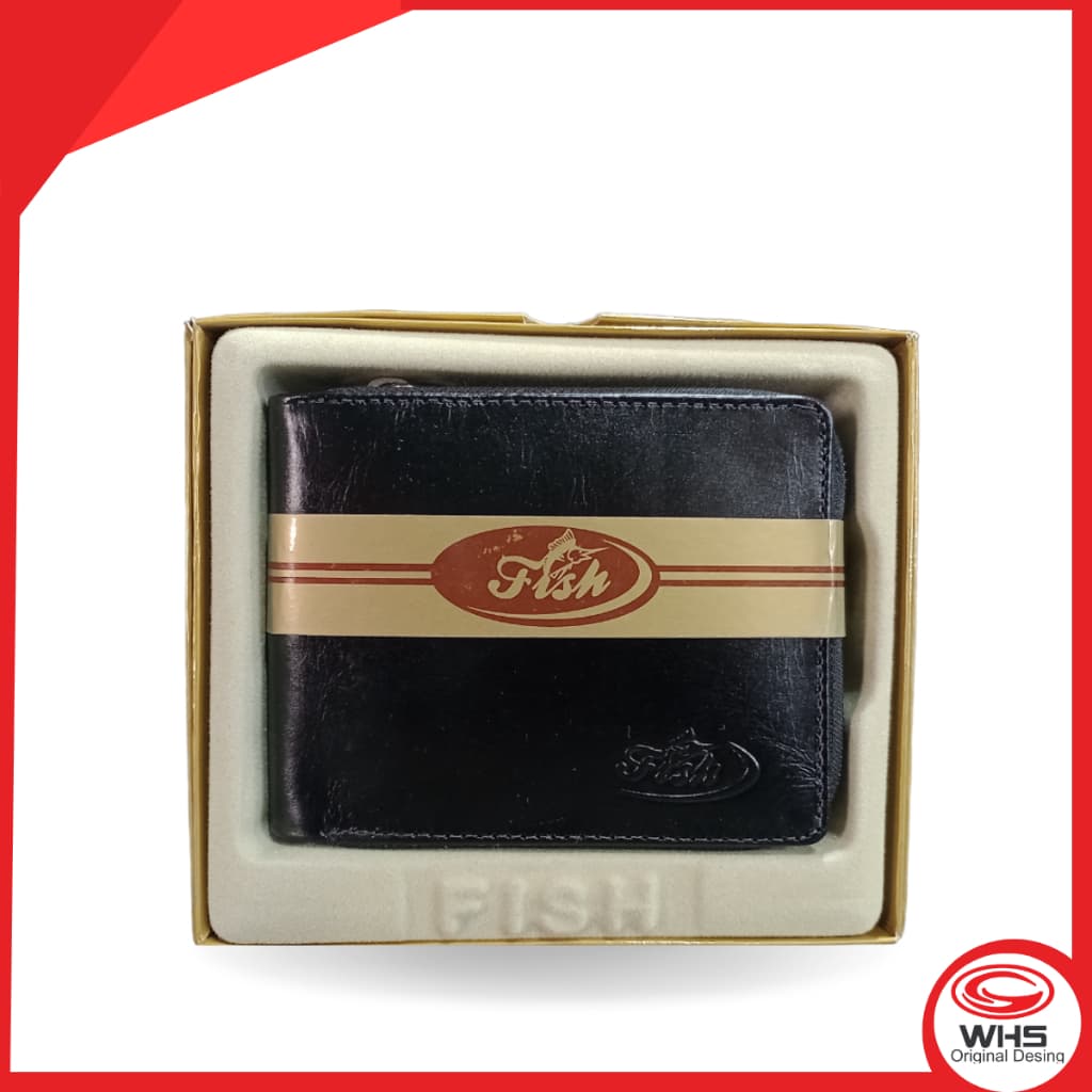 Carteira Masculina Fish Couro Porta Cartões RG CNH