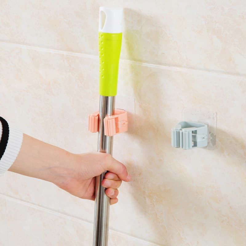 Suporte Multiuso Porta Vassoura Rodo Mop Cabide Parede de Cozinha Banheiro Lavanderia Gancho Adesivo Nao Precisa Furar