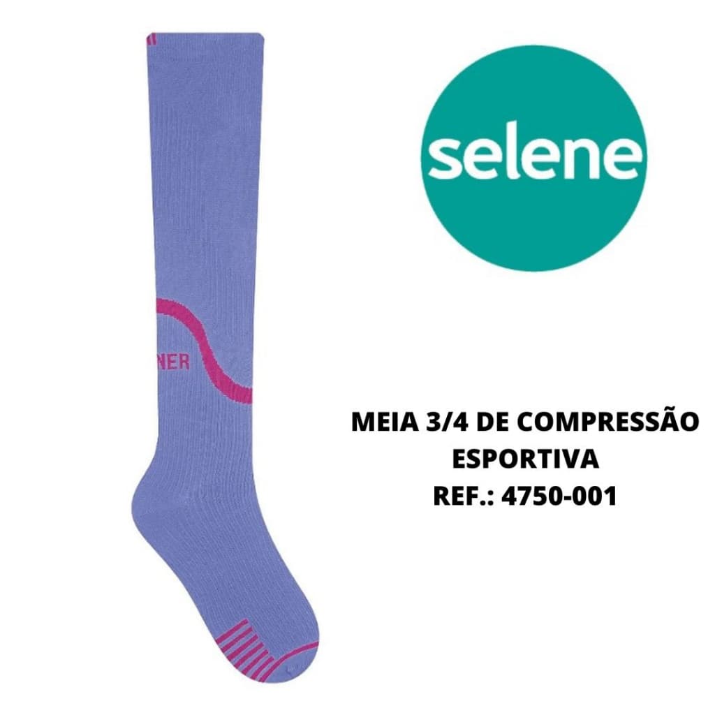 meia fitness compressão Selene esportiva corrida poliamida cano longo alto 4750