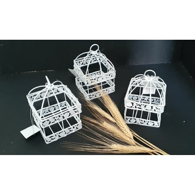 Gaiolinha- Gaiola decorativa- Aramado Branco- 7,0 x 12 cm