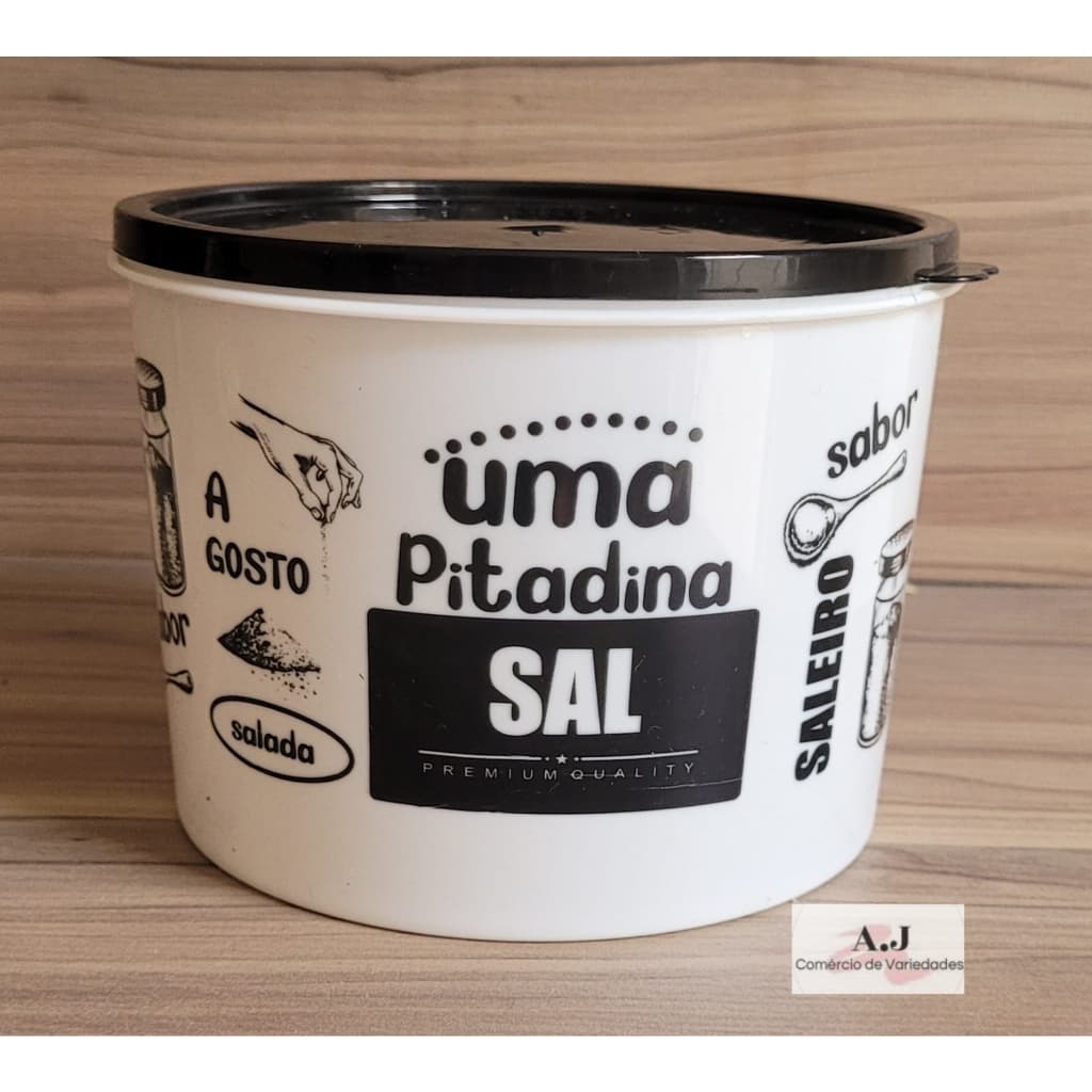 Pote para armazenar Sal 1lt com tampa Black