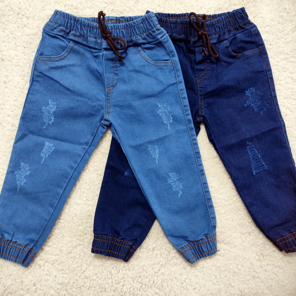 KIT 2 Calça Jeans Infantil Menino JOGGER 1 a 3 Anos