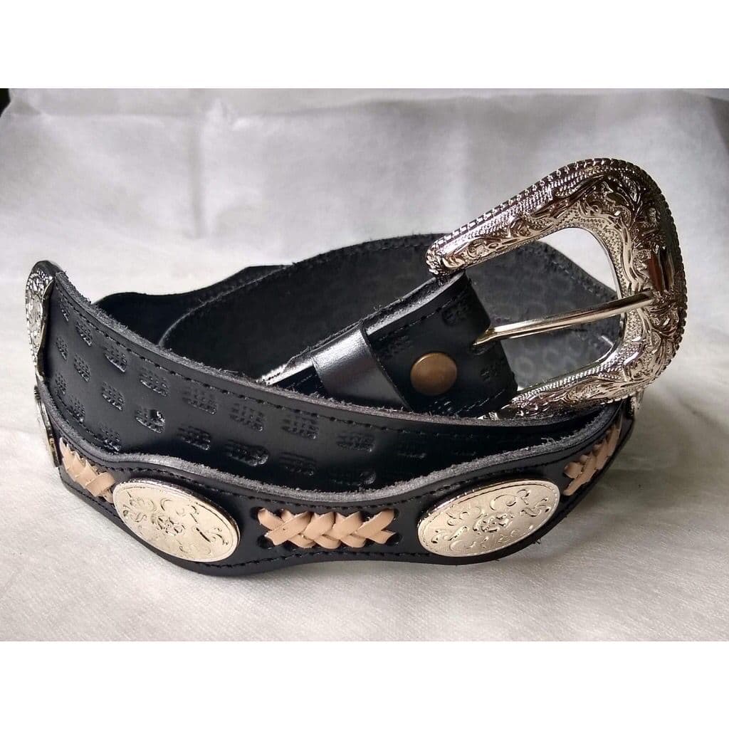Cinto Cowboy de Couro Preto Legitimo Country Masculino e Feminino