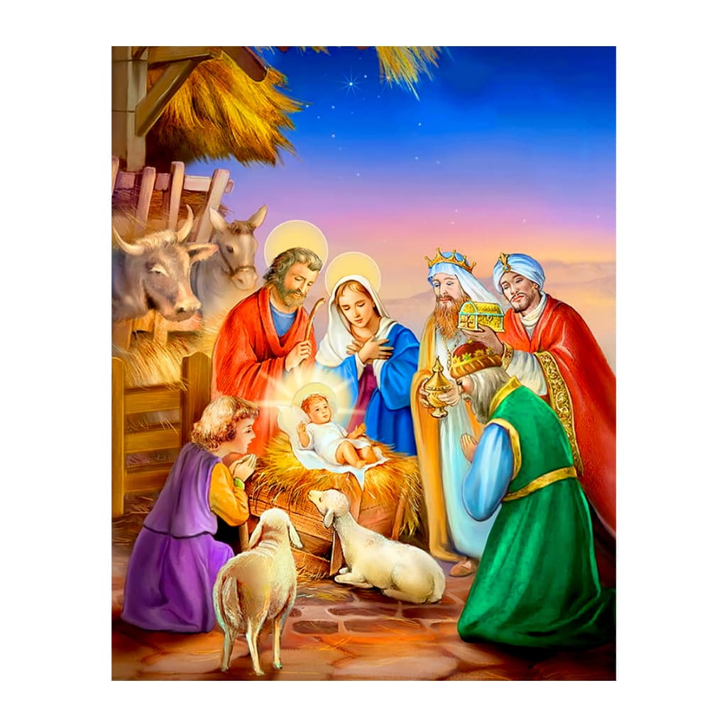 Fundo Fotográfico 2x1,60mts AxL em malha Sublimada Natal Nascimento de Jesus presépio reis magos