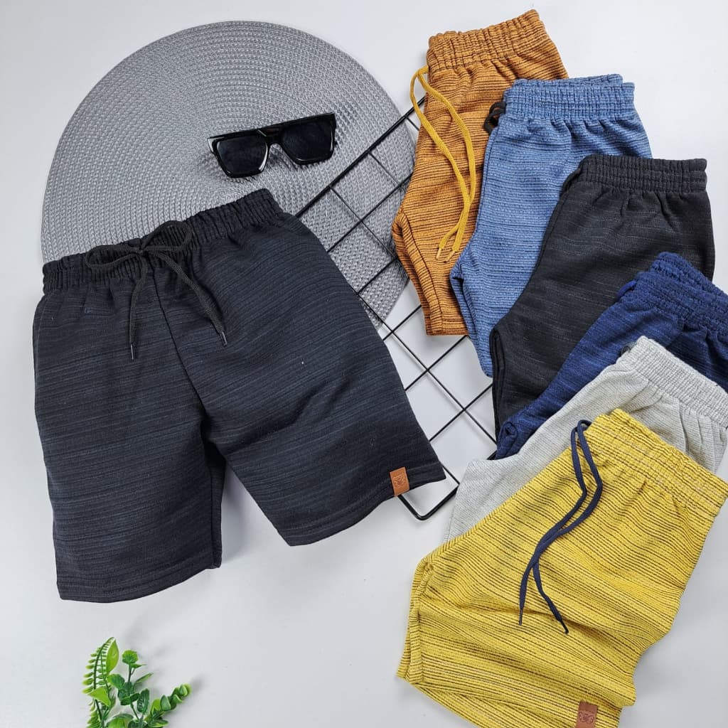 Kit 3 Bermudas Masculinas Infantil Verão Moletinho Cores Sortidas