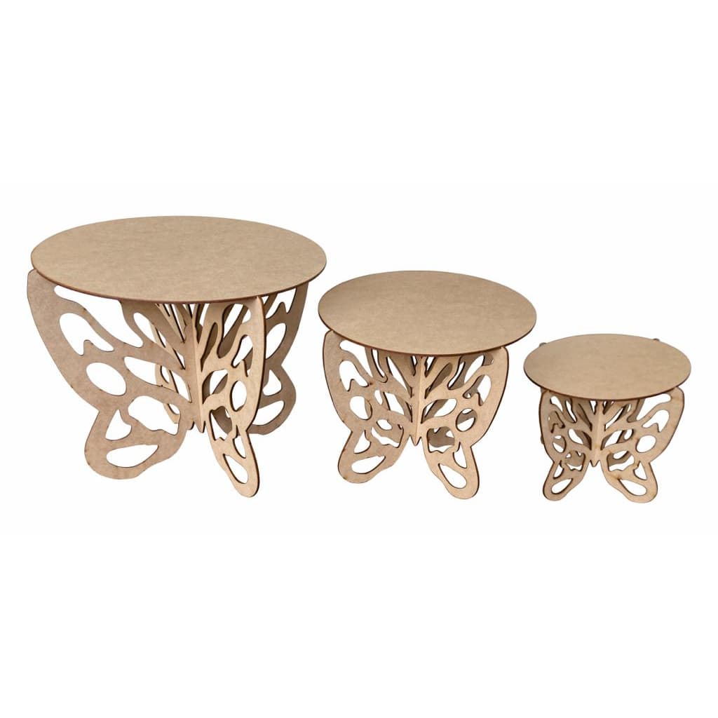 Kit Trio De Boleiras Borboleta Pmg Mdf Cru