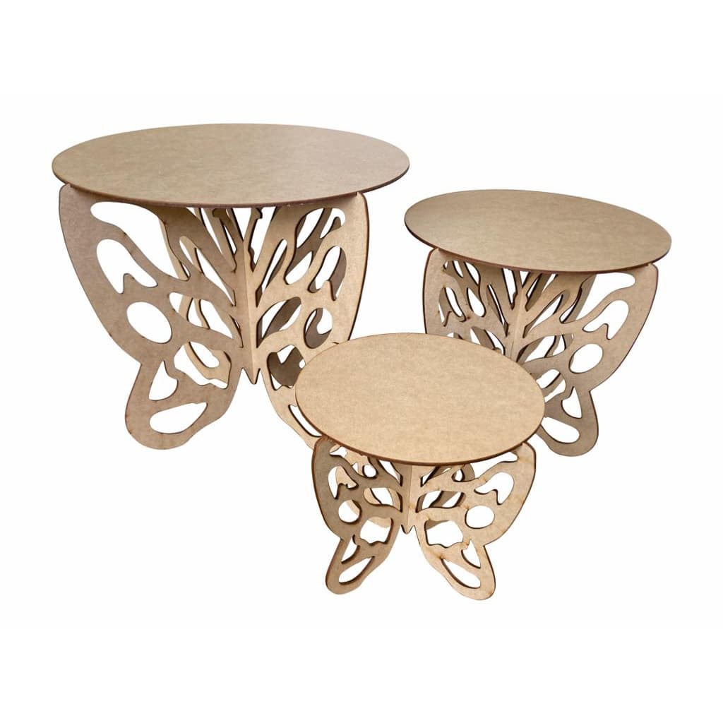 Trio Boleira Borboleta Mdf Cru Decoração De Festa Provençal