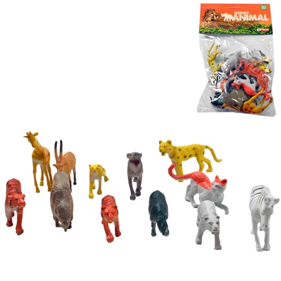 Kit Reino Animal Animais Selvagens com 12 peças sortidas Diversão Criança Decoração Envio Imediato
