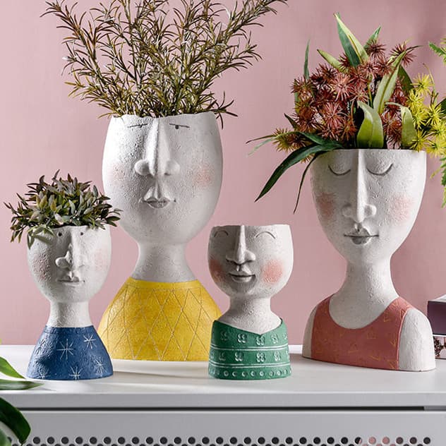 Retrato Escultura  Vasos Decorativos para suculentas, cactos e plantas