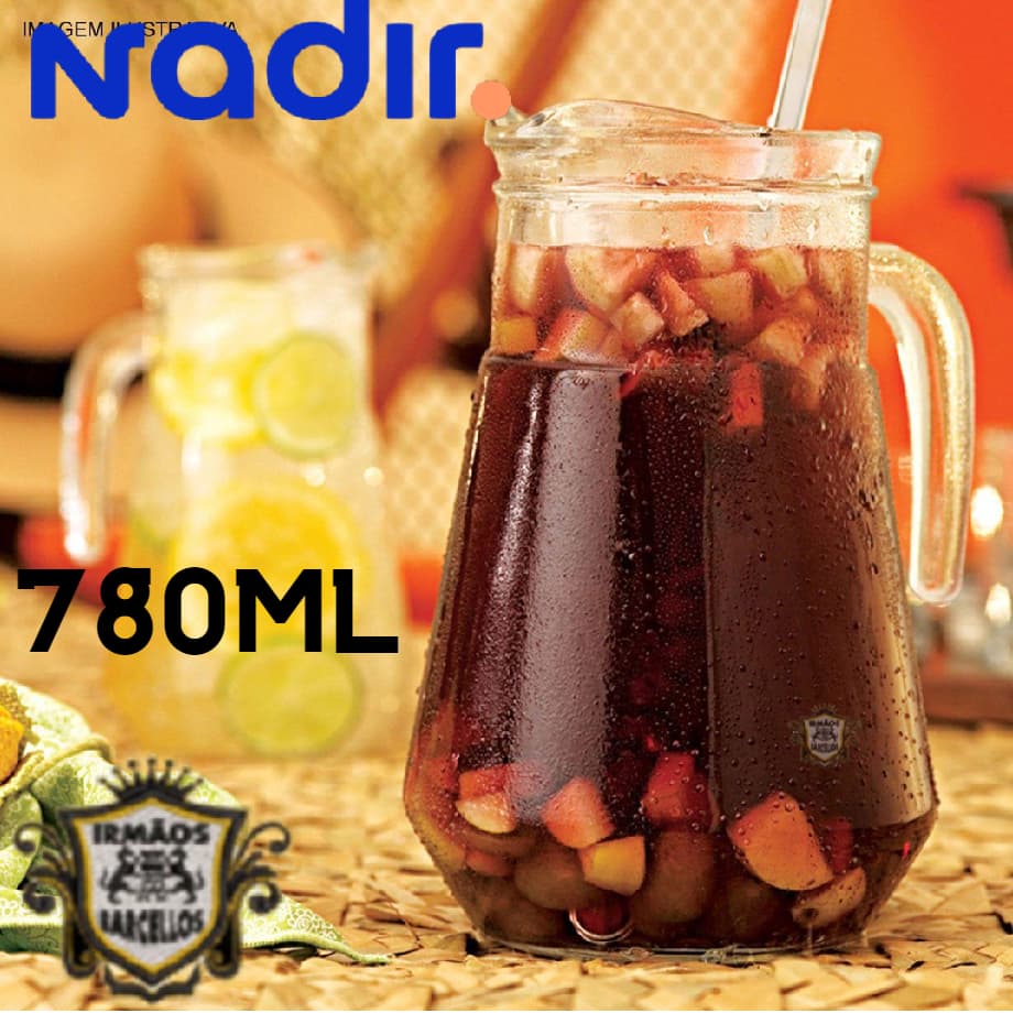 Jarra De Vidro Para Suco 780ML Modelo Bar - Jarras De Suco Agua Com Alça Utensílios De Cozinha Nadir