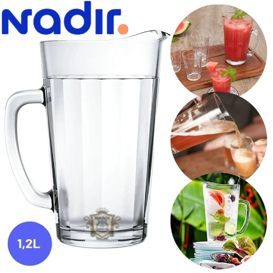 Jarra De Vidro Para Suco 1,2 Litros Estilo Copo Americano Com Alça - Jarra De Suco Agua Utensílios De Cozinha Nadir