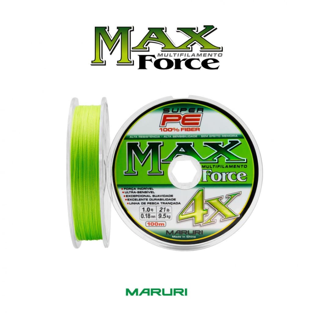 Linha Multifilamento 4x(4 FIOS) Max Force PE 100m - Varias Medidas - Verde Limão