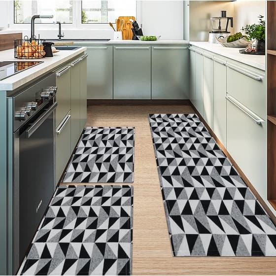 Jogo de passadeira de cozinha tapete em jacquard antiderrapante 3 peças decoração