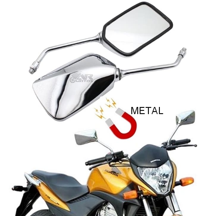 Retrovisor Teschi Moto Cromado 100% Metal Twister Cb 300 Falcon Titan Espelho Convexo
