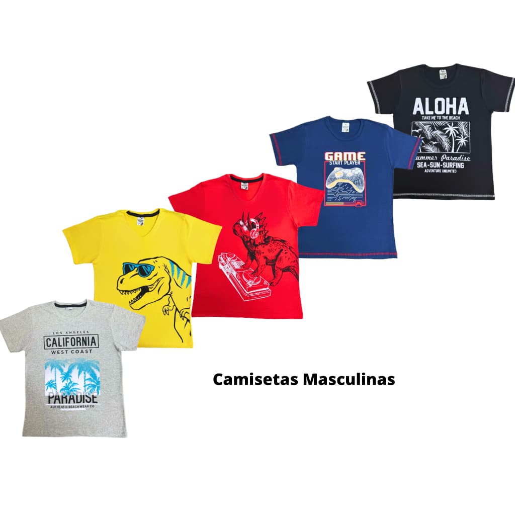 Kit 3 Camisetas Estampada Infantil Menino