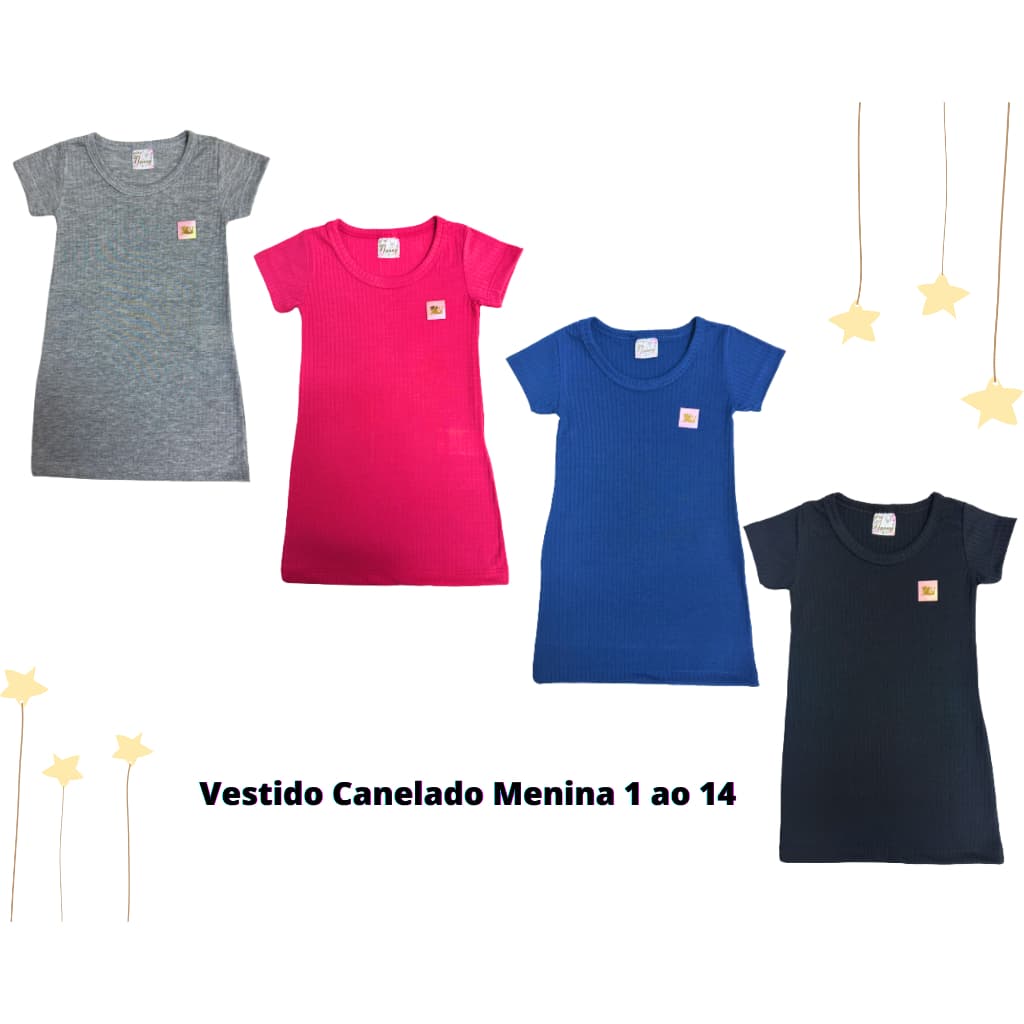 Vestido Menina Verão Malha Canelado
