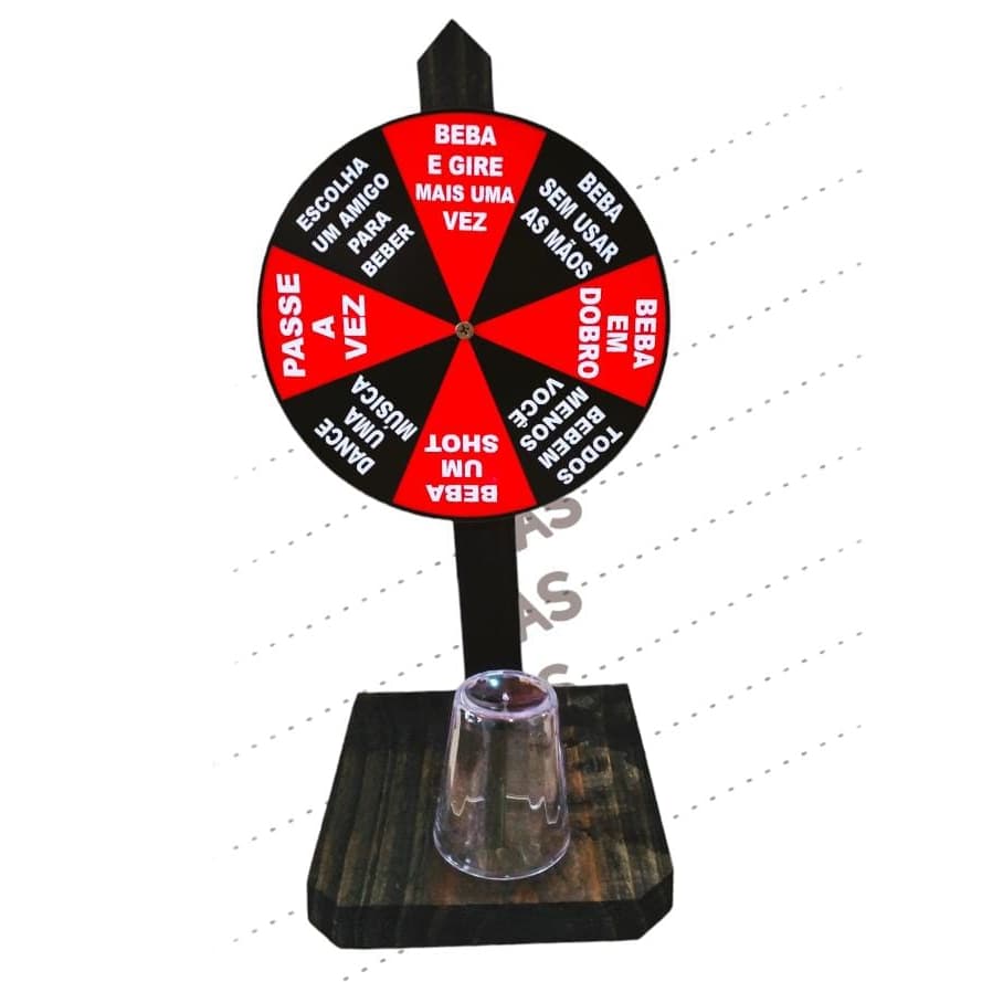 Roleta Drink Shot Jogo Divertido Em Madeira Com Copo Para Dose