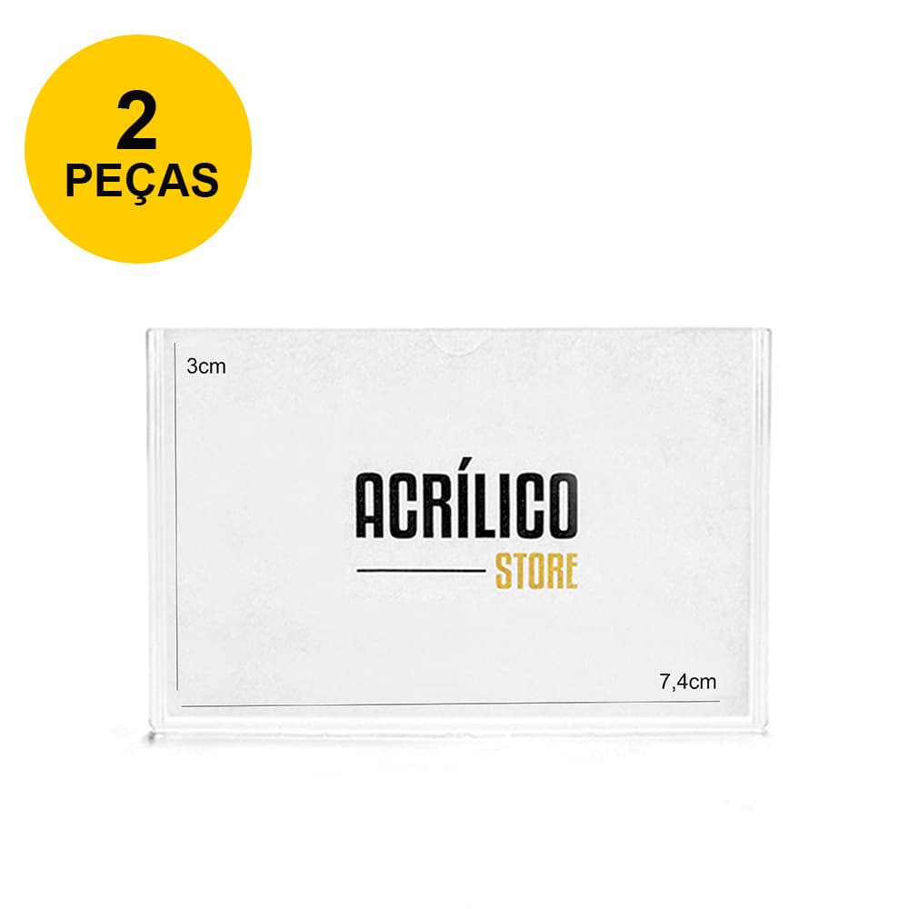 Display em Acrílico Duplo Horizontal 7,4x3cm - Kit 2 Peças
