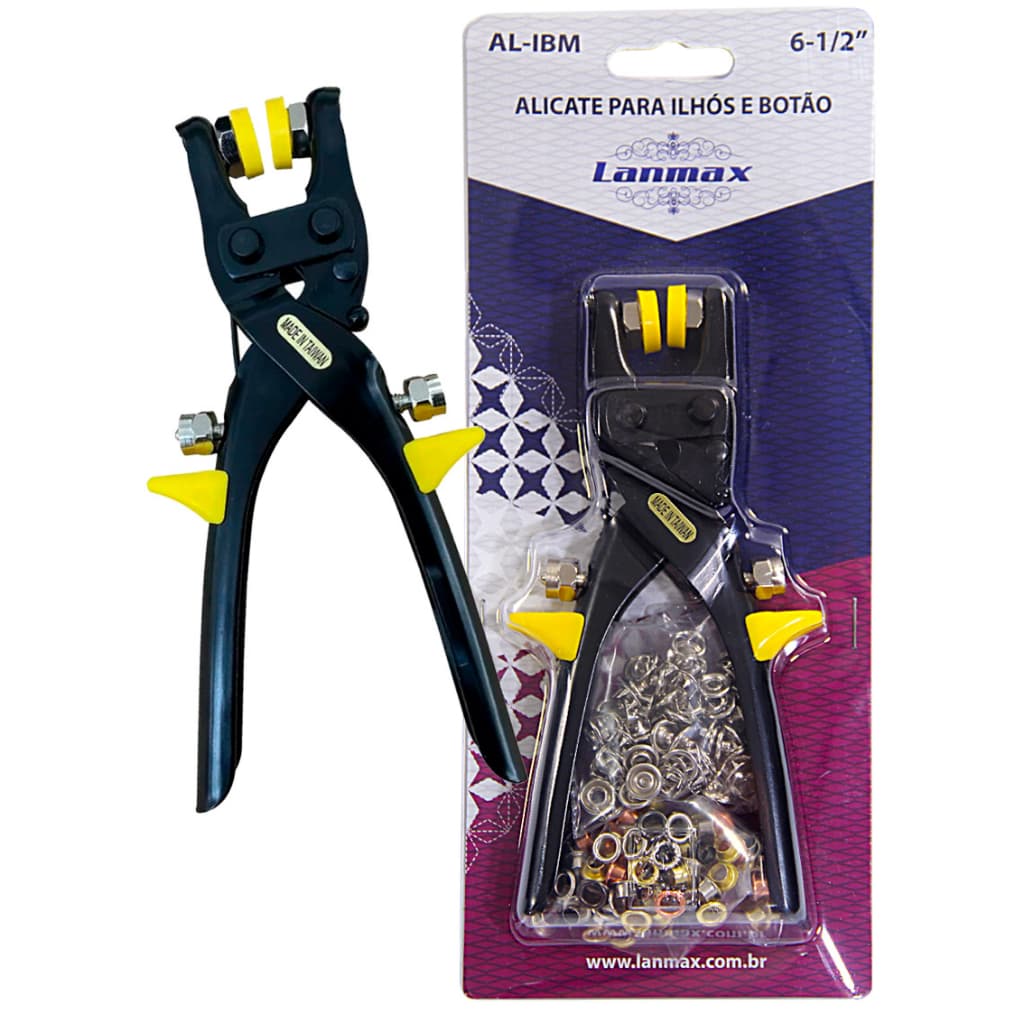 Alicate Aplica Botão Pressão E Ilhós Lanmax + 100 Ilhós 54 e 25 Botão Pressão