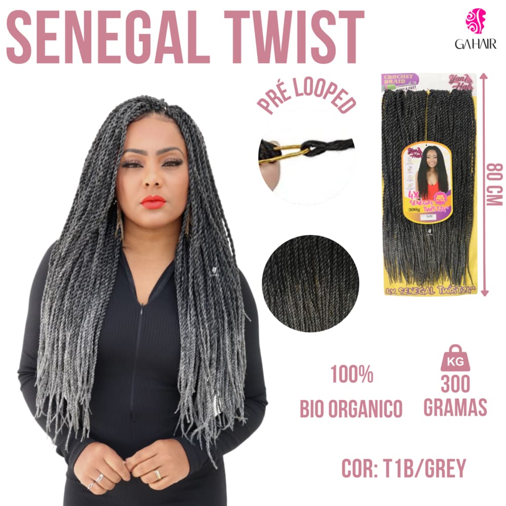 Cabelo 100% Sintético Senegal Twist Para Crochet Braid -Pre Looped - Macio 60 Cm - Yan Hair