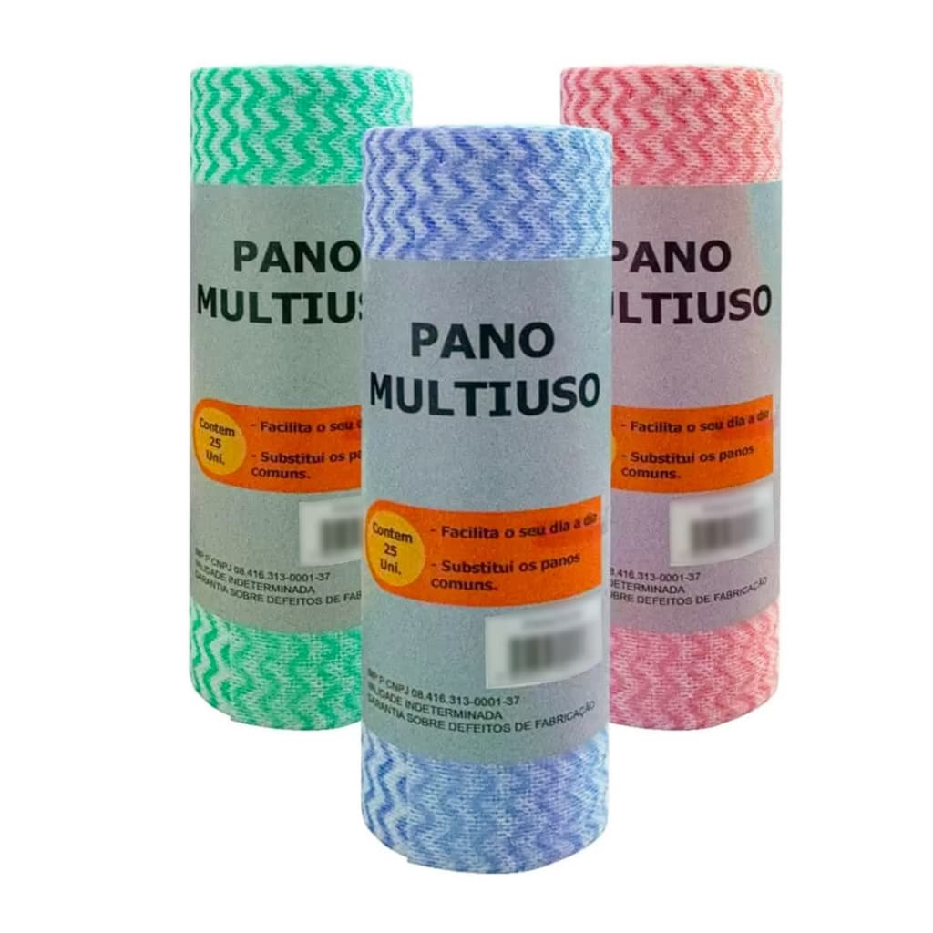 Pano Multiuso Tipo Perfex Microfibra Rolo c/25 Panos Limpeza