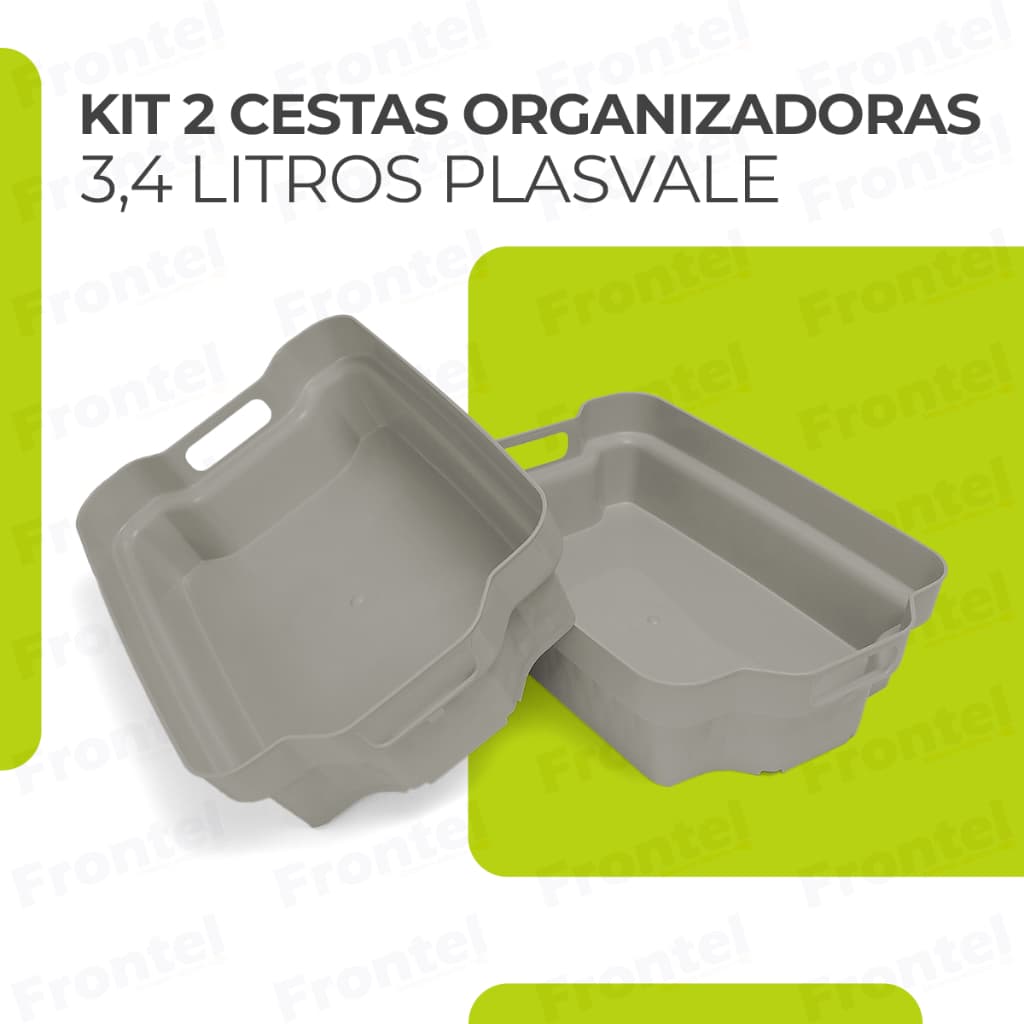 Kit com 2 Cestos Organizador Armário Gaveta Lavanderia (30x21x8cm) Bandeja empilhável cestinha organizadora multi uso Rattan Apartamento Casa caixa