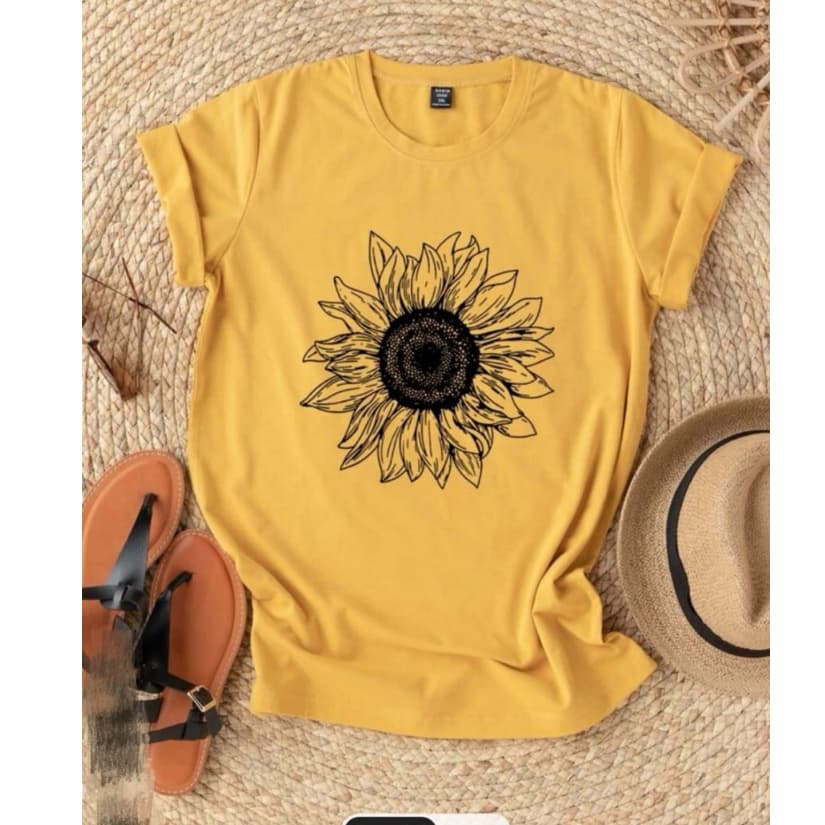 Camiseta T-shirt Feminina Estampada Girassol