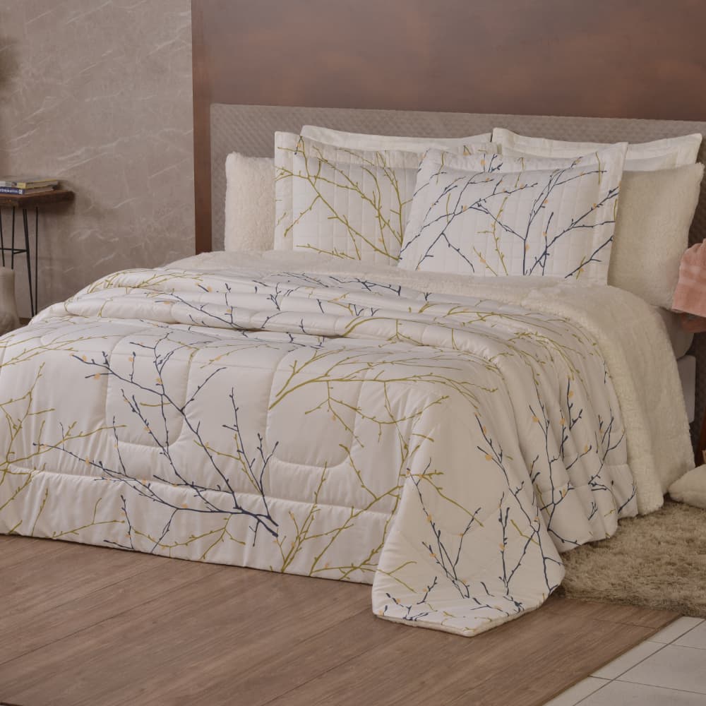 Coberdrom Top Line estampado King Dupla Face Microfibra e Sherpa que assemelha Lã de carneiro 1 Peça