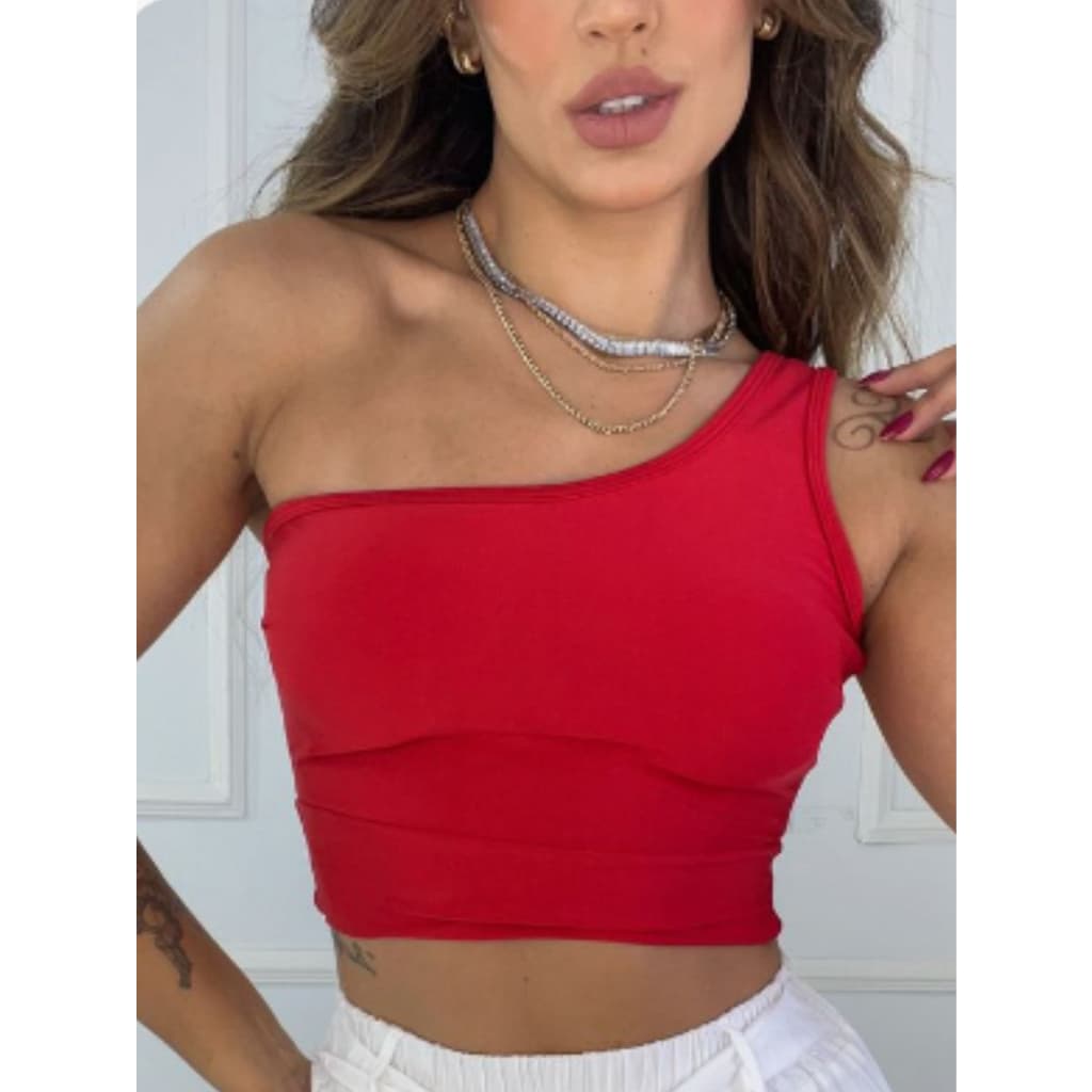Cropped Mula Manca Básico Cropped Uma Alça Gringa Casual Cropped Gringa