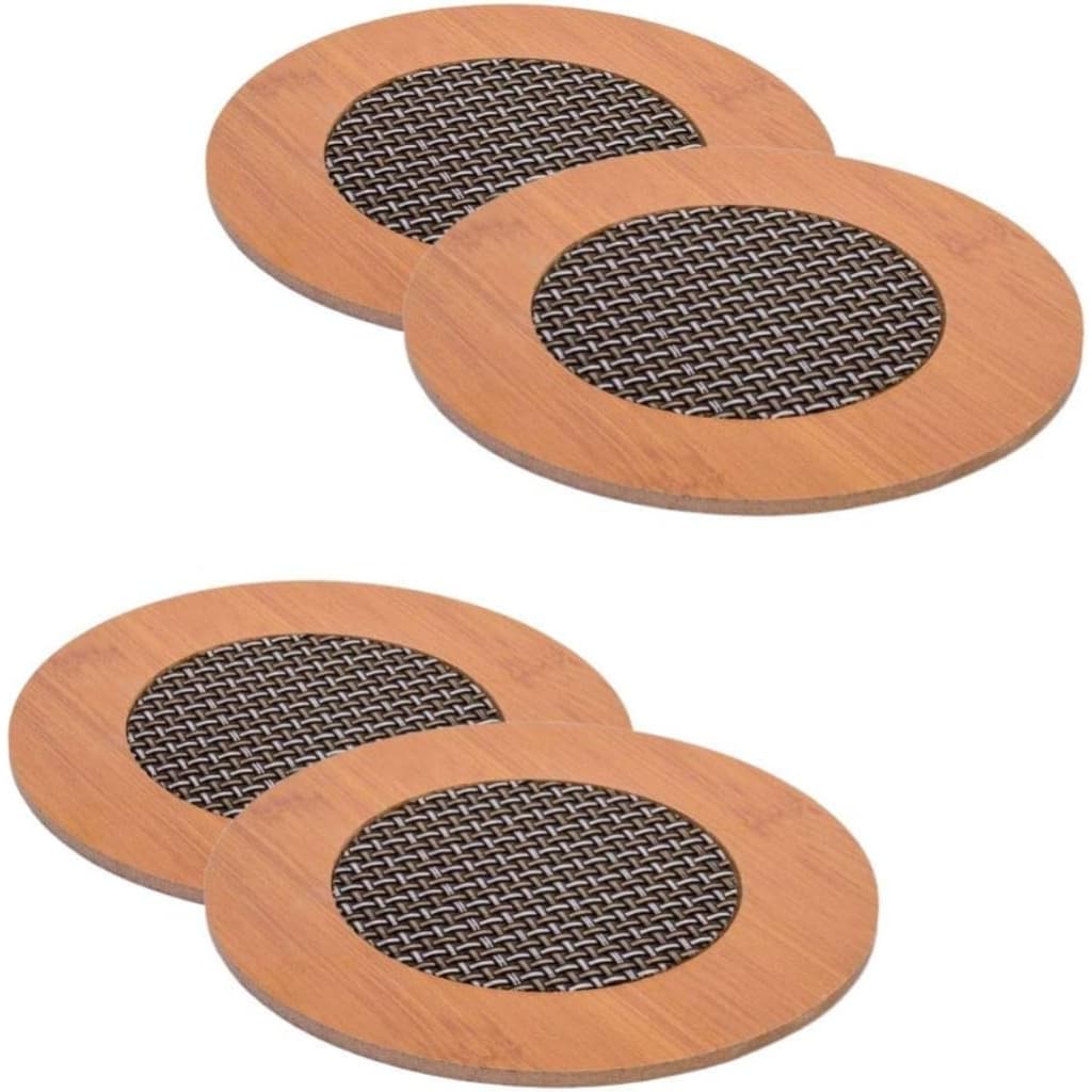 Kit 4 unidades de Descanso de panela redondo de bambu para proteger sua mesa