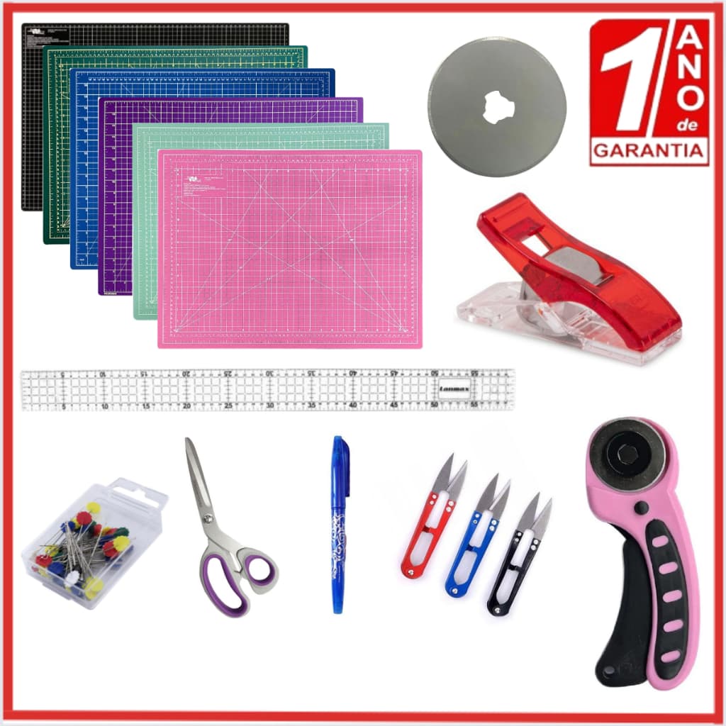 Kit Base De Corte 22x30cm, 30x45cm, 60x45cm ou 90x60cm Régua 05x30cm, 15x30cm, 05x60cm ou 15x50cm Lâmina Cortador Patchwork