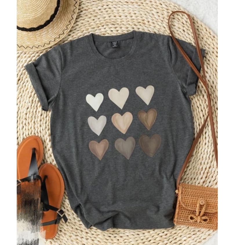 Camiseta T-shirt Feminina Estampada 9 Coração