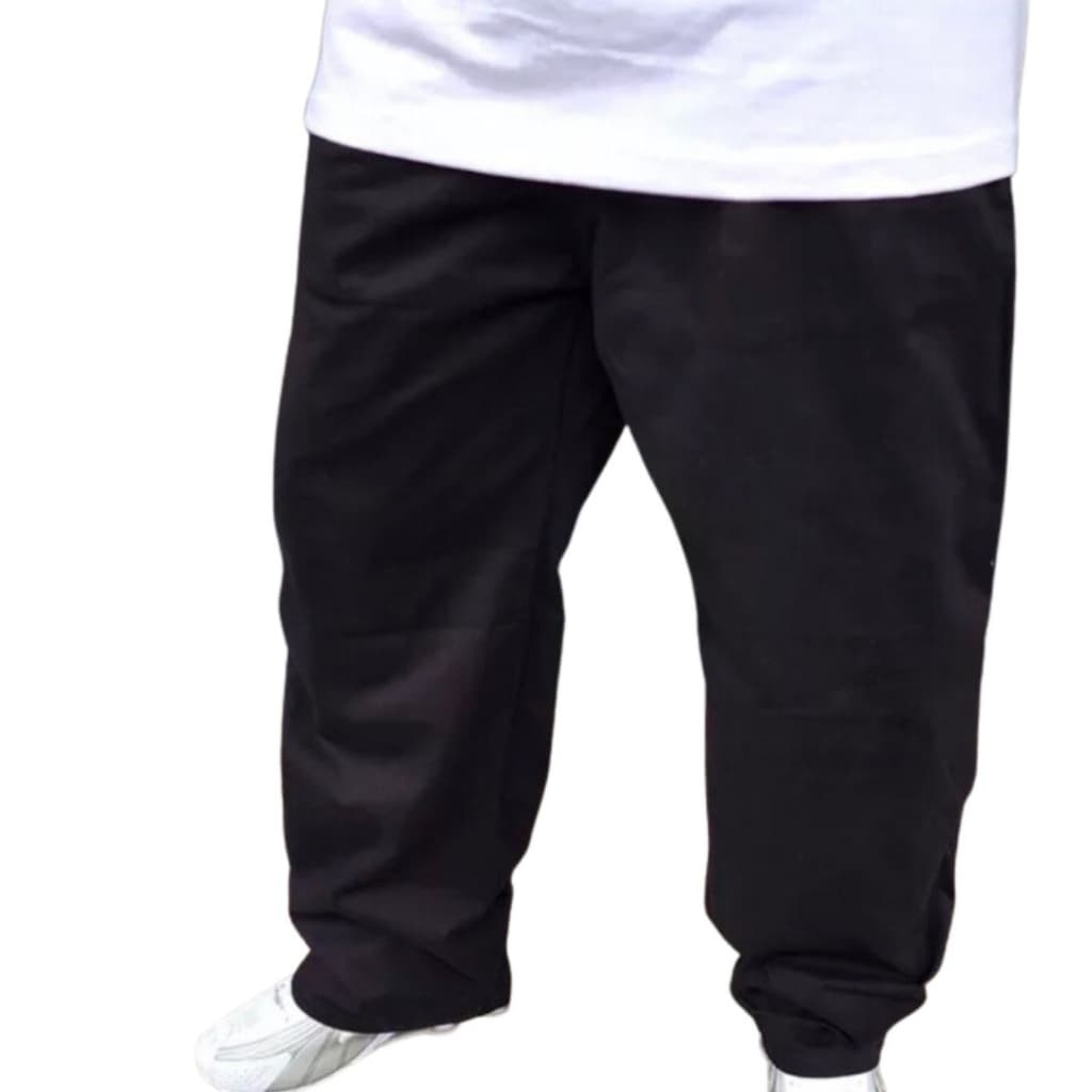 CALÇA JEANS BALAO PRETA CINTURA ELÁSTICA E CORDÃO PARA AMARRAR DO P AO GG