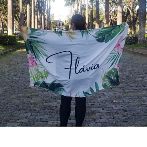 Canga de Praia Personalizada Folhagem Noiva