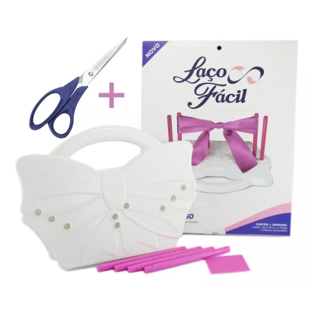 Kit Laço Fácil Progresso + Tesoura / Máquina de fazer Laços / Material Escolar