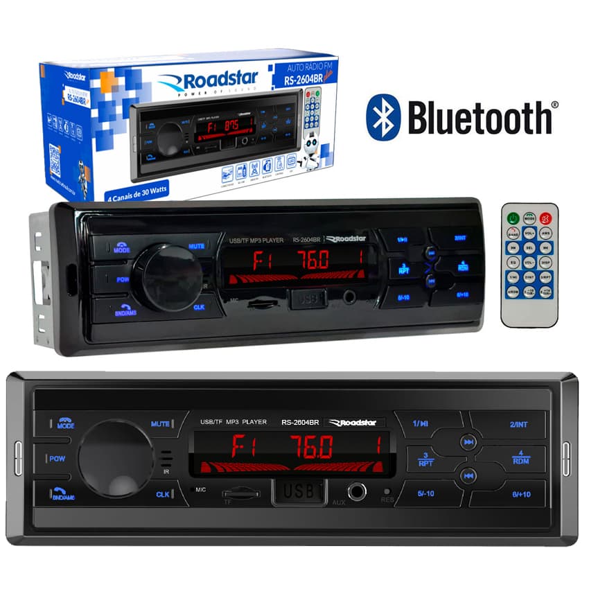 Som Automotivo Roadstar RS-2604BR Plus Usb Bluetooth Cartão Sd