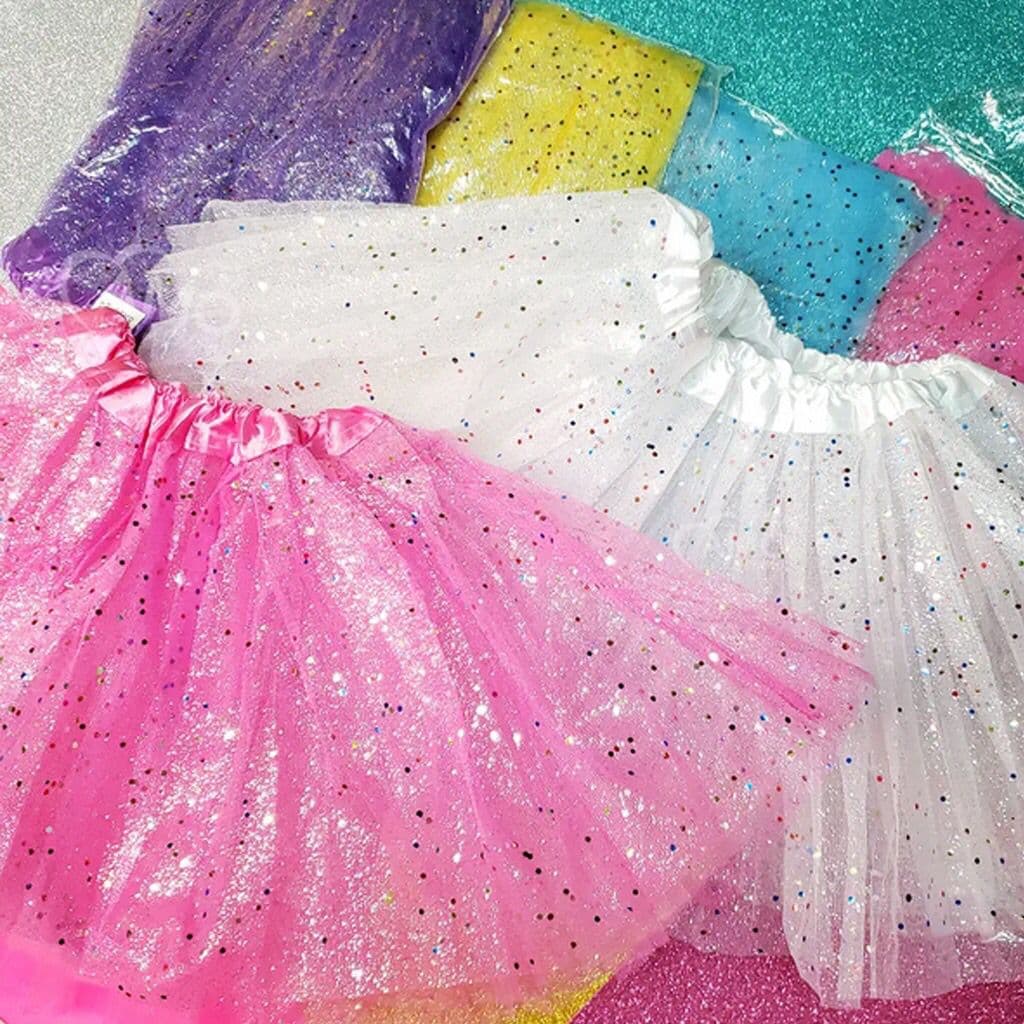 Saia Tule Tutu Glitter 40cm - Carnaval - Festa Fantasia - Bailarina - Fada - Cosplay