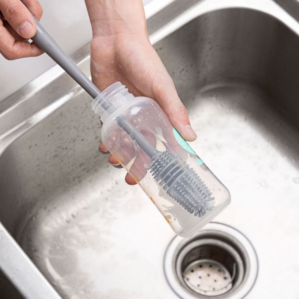 Escova De Lavar Garrafa Mamadeira Copo Taça Silicone  Multiuso - TOP