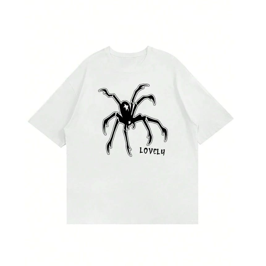 Camiseta Lovely Spider Oversized Estampa Aranha Manga Curta Unissex