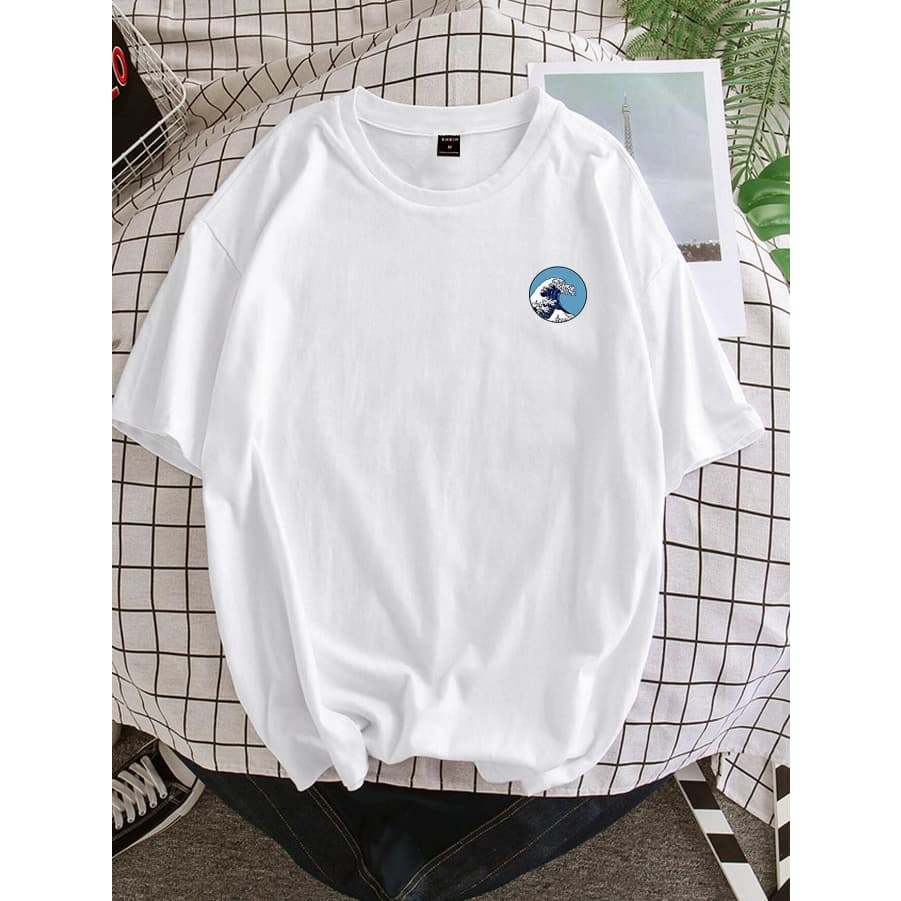 Camiseta Onda Oversized Estampa Hawaii Manga Curta Old School Unissex