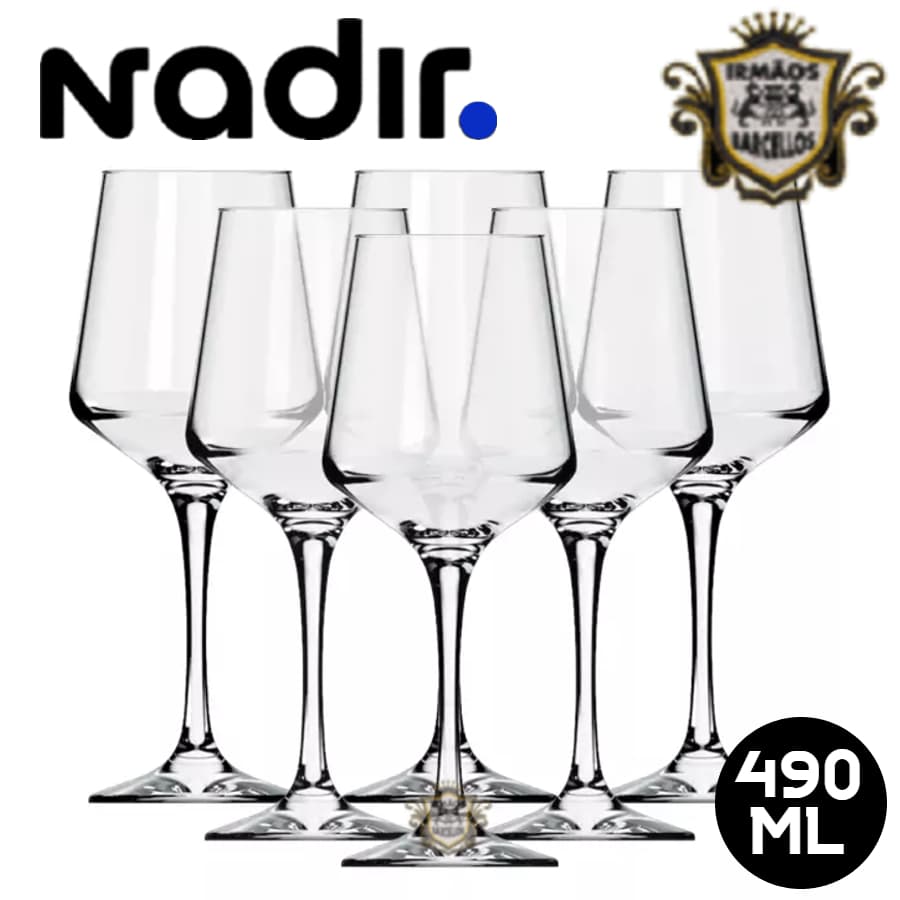 Conjunto De Taças De Vinho De Vidro 490ML Modelo Brunello - Taças De Vidro Para Agua Vinho Utensílios De Cozinha Copos Nadir