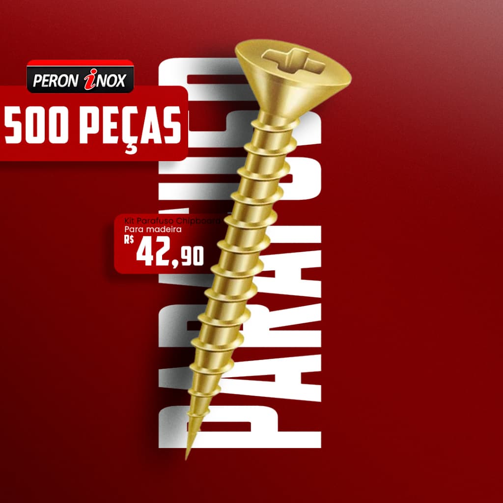 Parafuso 4 x 40 Para Madeira 500 Peças Chipboard Cabeça Chata Mdf