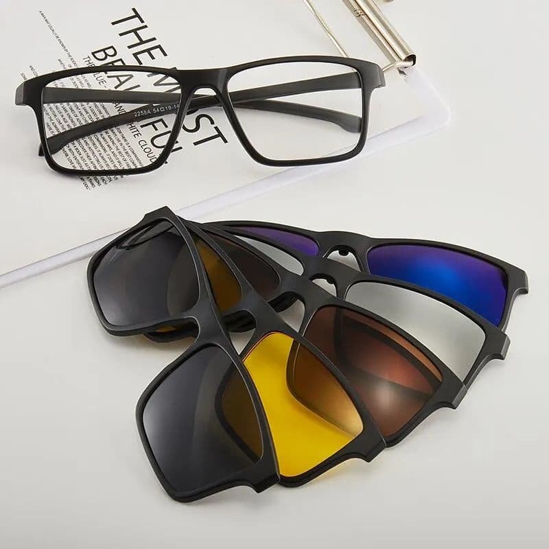 Armação 5 Lentes Clip On Polarizado Masculino