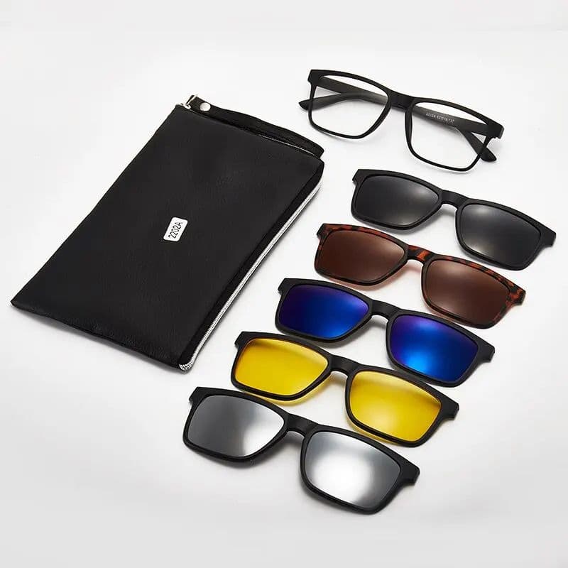 Armação Masculino Clip On 5 lentes Polarizado