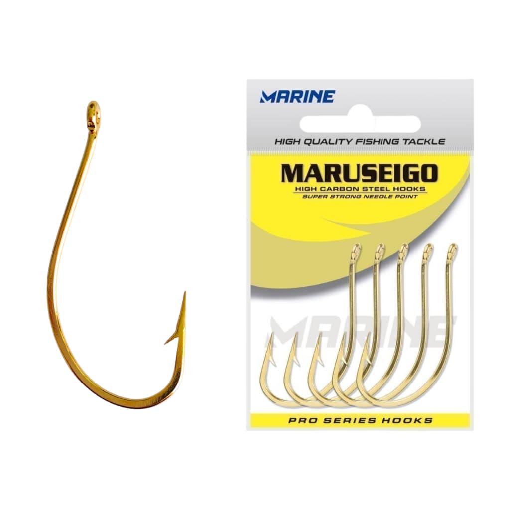 Anzol Maruseigo Gold Marine Sports Aço Carbono Nickel Cartela Vários Tamanhos - Dourado