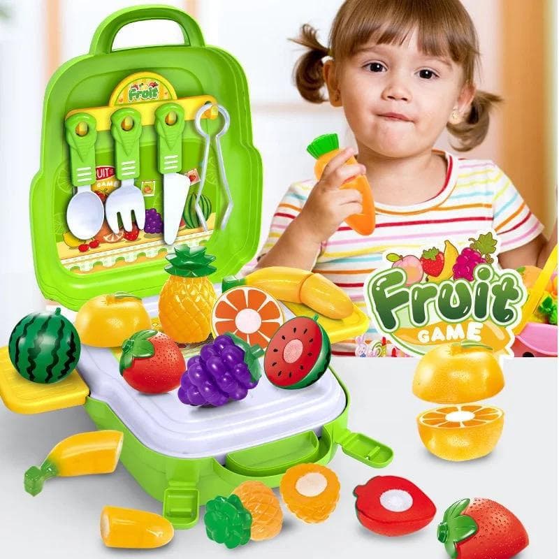 Maleta Bag Fruta Kit 3 em 1 Com Alças 24 Peças Verde Interativa ENVIO RÁPIDO