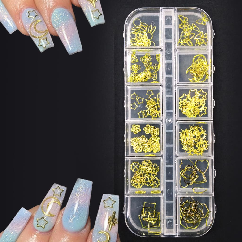 Kit 12 Madrepérolas Dourado Para Decoração de Unhas