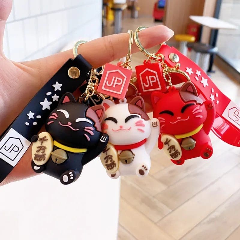 Chaveiro Manekineko Gato Da Sorte Oriental C/alça Mosquetão