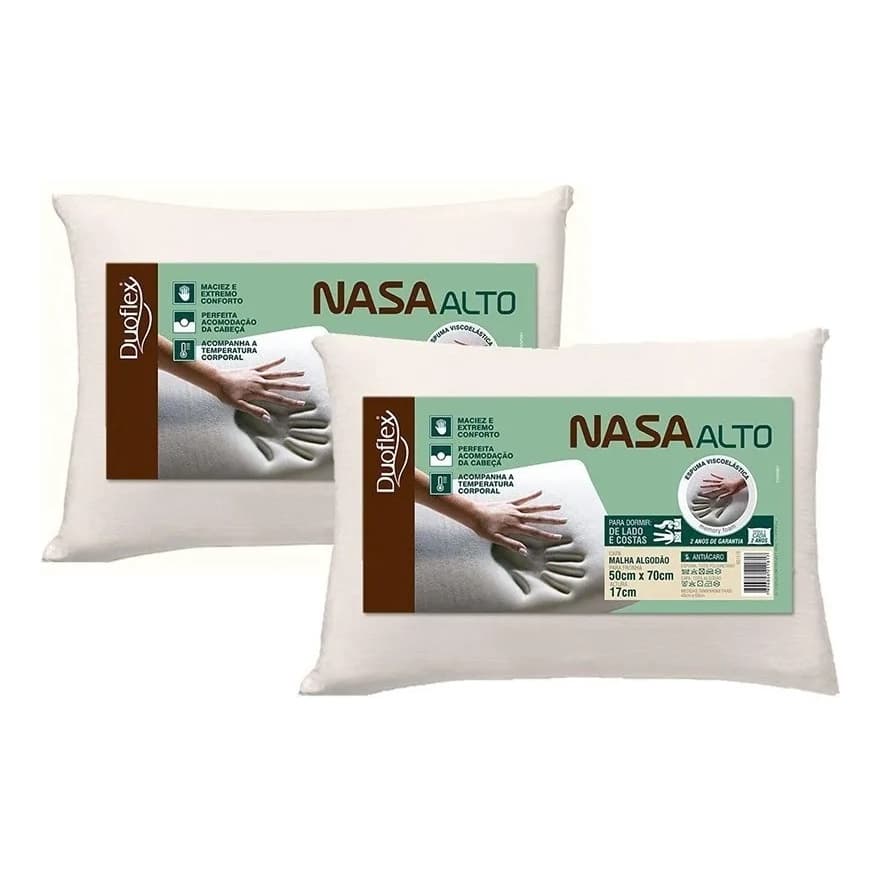 kit 02 TRAVESSEIRO NASA ALTO DUOFLEX 17CM X 50CN X 70CM NS1119